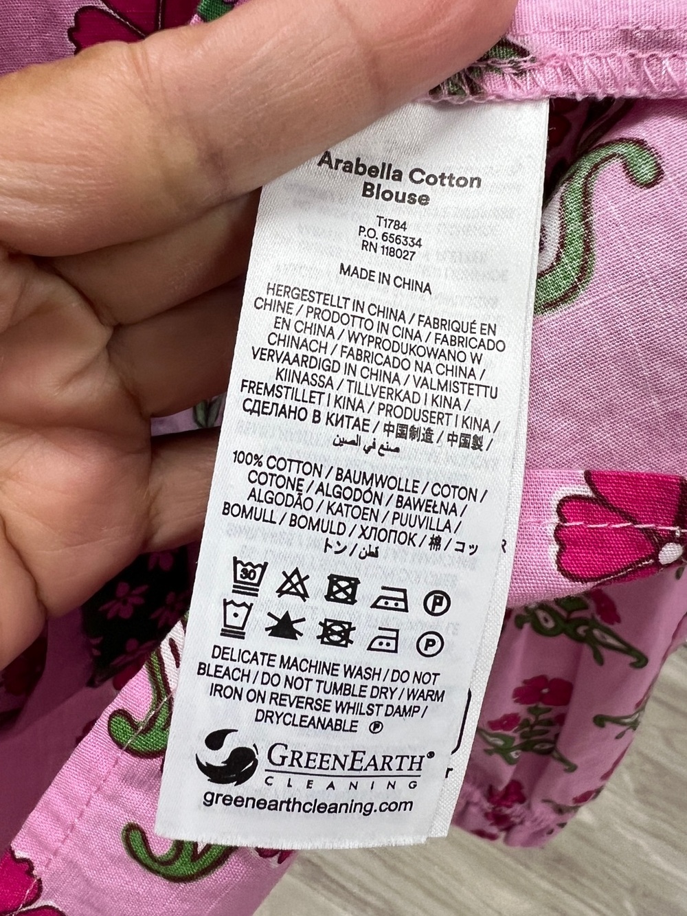 Boden Arabella Cotton Blouse Meadowsweet Pink Pansy Stamp Floral Top Size 6 - Picture 15 of 16